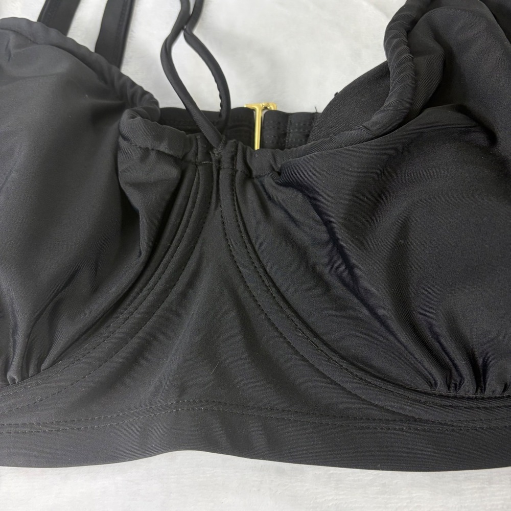 Xhilaration Bikini Top Women 22W Black Excellent Underwire Front Tie Adjustable - Picture 2 of 9